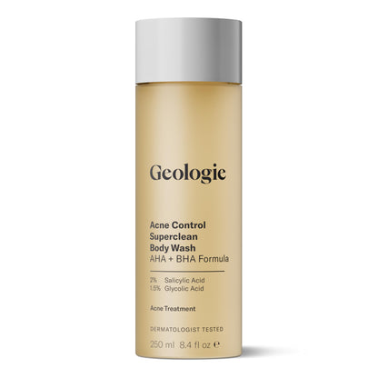 Geologie Acne Control Body Wash | Exfoliating AHA + BHA Cleanser for Back