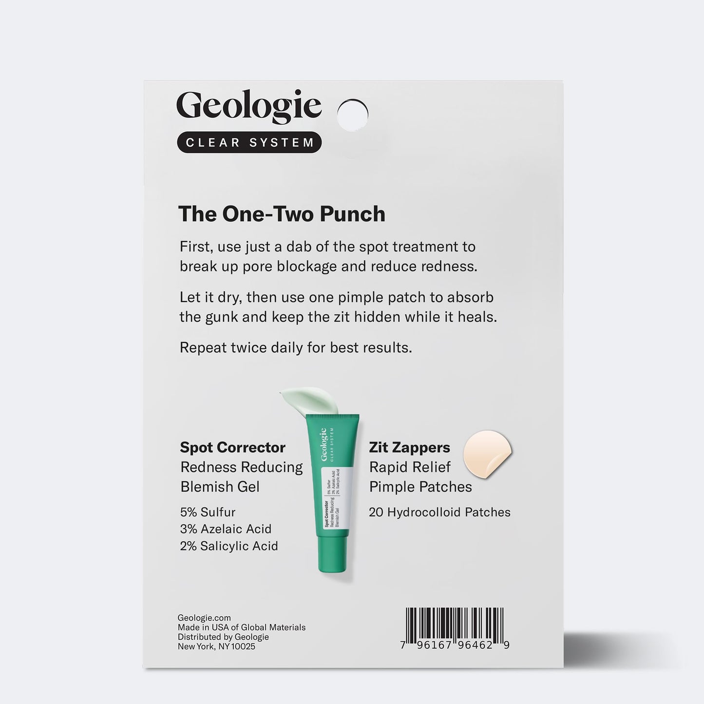 Geologie Clear System Anti-Pimple Pack – 20 Patches & 5% Sulfur Gel