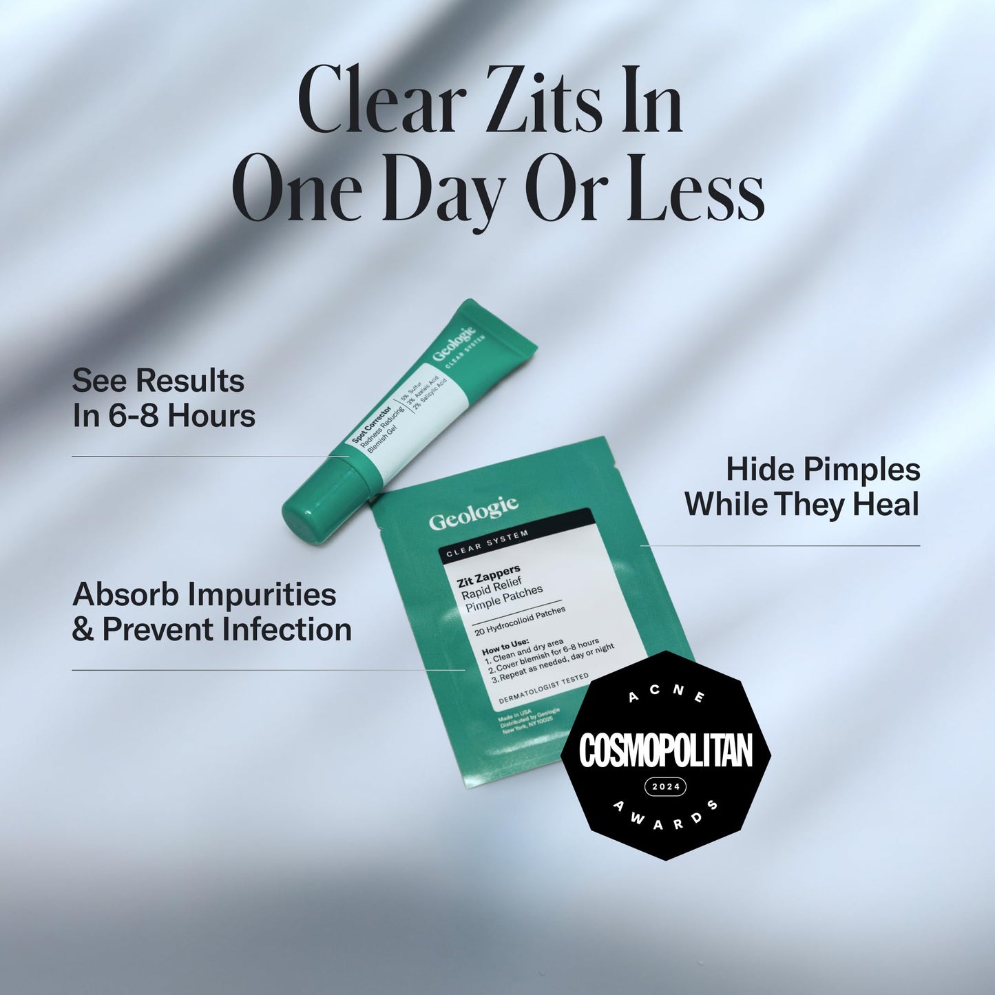 Geologie Clear System Anti-Pimple Pack – 20 Patches & 5% Sulfur Gel