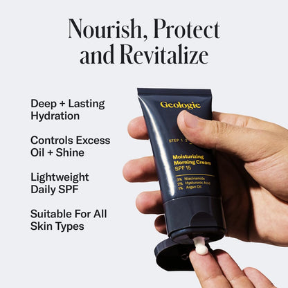 Geologie Moisturizing Face Cream with SPF 15 — Daily Hydration with Hyaluronic Acid & Niacinamide