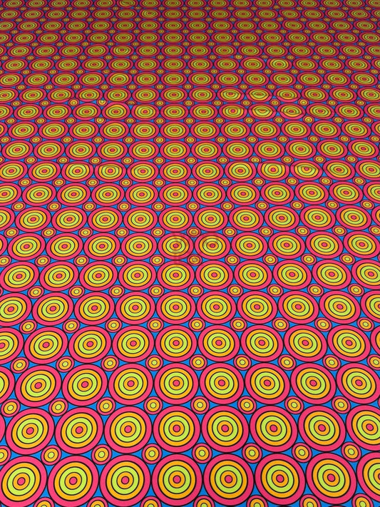 Colorful Geometric Circles Print Fabric by Metre