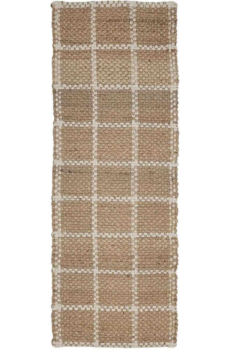 Jute Check Natural Rug Striped & Geometric Handwoven