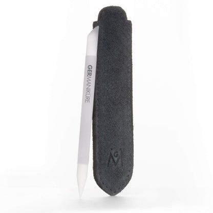 GERMANIKURE Grey Glass Cuticle Stick with Suede Sleeve – Ethically Made in Czech Republic