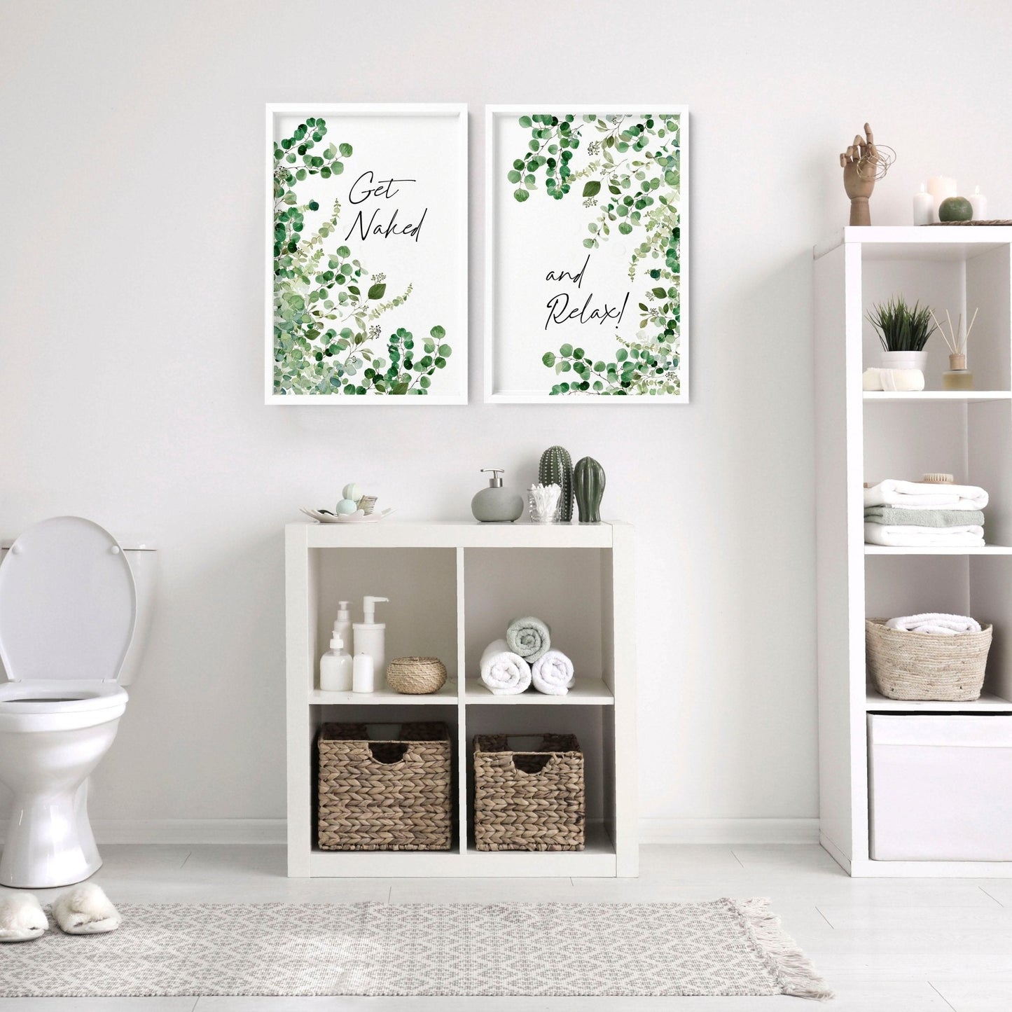 Framed picture for bathroom | Set of 2 wall art prints