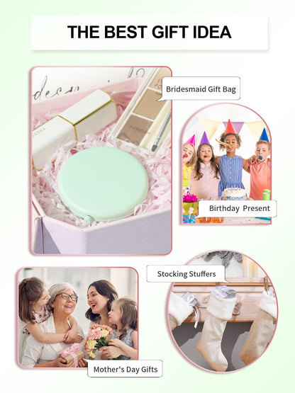 Getinbulk Compact Mirror for Purse – 100-Pack, Double-Sided 1X/2X Magnifying Metal Mirrors (Round, Cyan)