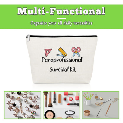 Gevody Paraprofessional Appreciation Gift 3-Pack Makeup Bags | Travel Cosmetic Pouches for Paraeducators