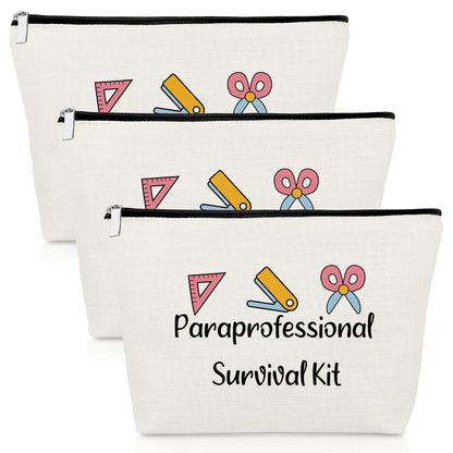 Gevody Paraprofessional Appreciation Gift 3-Pack Makeup Bags | Travel Cosmetic Pouches for Paraeducators