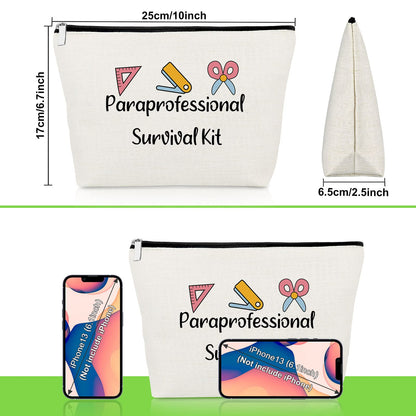 Gevody Paraprofessional Appreciation Gift 3-Pack Makeup Bags | Travel Cosmetic Pouches for Paraeducators