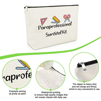 Gevody Paraprofessional Appreciation Gift 3-Pack Makeup Bags | Travel Cosmetic Pouches for Paraeducators