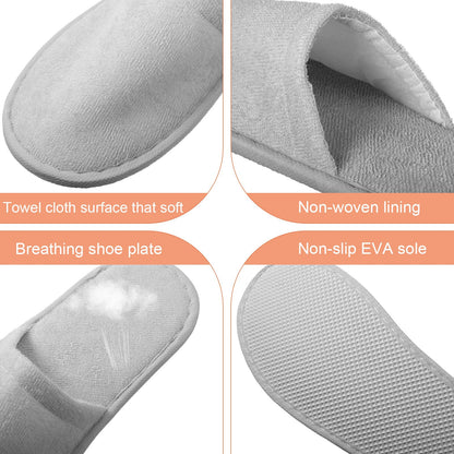Geyoga 12 Pair Disposable Slippers for Guests – Non-Slip, Light Gray, Hotel & Spa Ready