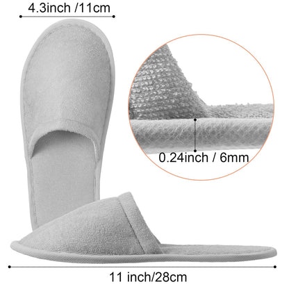 Geyoga 12 Pair Disposable Slippers for Guests – Non-Slip, Light Gray, Hotel & Spa Ready