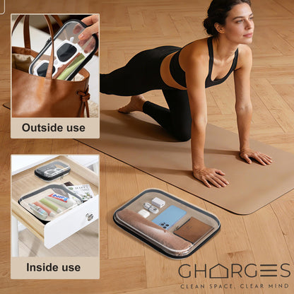 Gharges Clear Hard Shell Zipper Case Set – 3-Pack (S/M/L), 1.1mm BPA-Free PVC