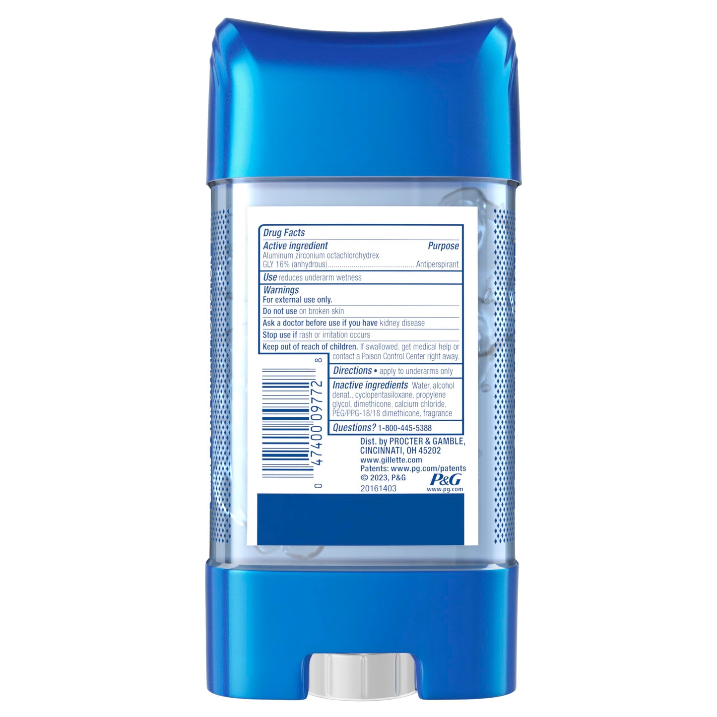 Gillette Advanced Clear Gel Antiperspirant Cool Wave – 5 Pack (3.8 oz each, 19 oz total)