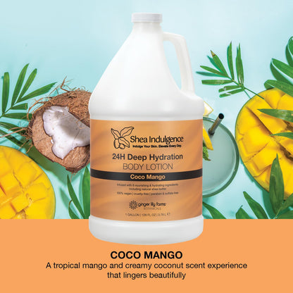 Ginger Lily Farms Shea Indulgence 24H Deep Hydration Body Lotion – Coco Mango, 1 Gallon Refill (Vegan & Cruelty-Free)