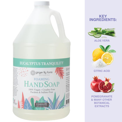 Ginger Lily Farms Botanicals All-Purpose Foaming Hand Soap Refill — 128 fl oz, 100% Vegan & Cruelty-Free, Eucalyptus Tranquility