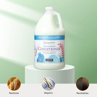 Ginger Lily Farms Botanicals Island Tranquility Moisturizing Conditioner – 1 Gallon Refill (Pack of 4), Vegan & Cruelty-Free