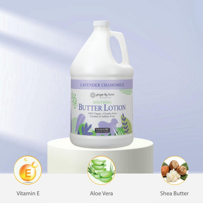 Ginger Lily Farms Botanicals Soothing Butter Lotion – Lavender Chamomile, 100% Vegan & Cruelty-Free, 1 Gallon Refill