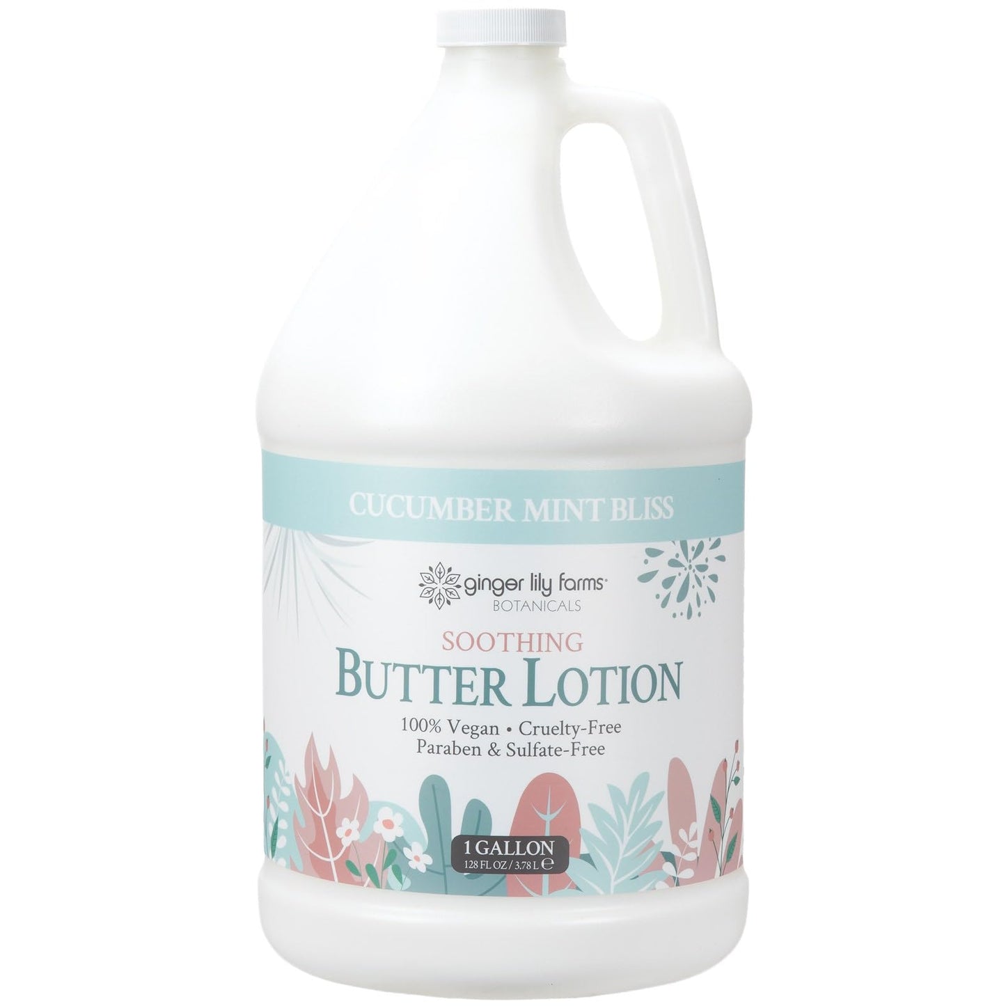 Ginger Lily Farms Botanicals Soothing Butter Lotion – Cucumber Mint Bliss, 1 Gallon Refill, Vegan & Cruelty-Free