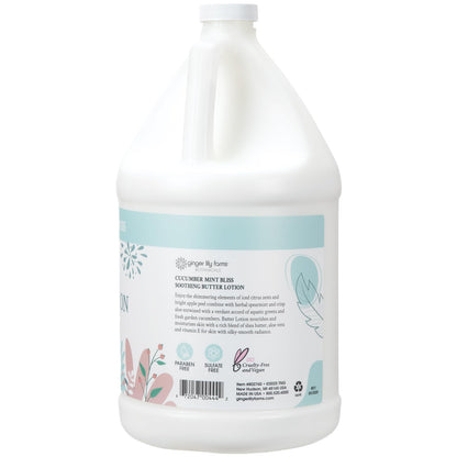 Ginger Lily Farms Botanicals Soothing Butter Lotion – Cucumber Mint Bliss, 1 Gallon Refill, Vegan & Cruelty-Free