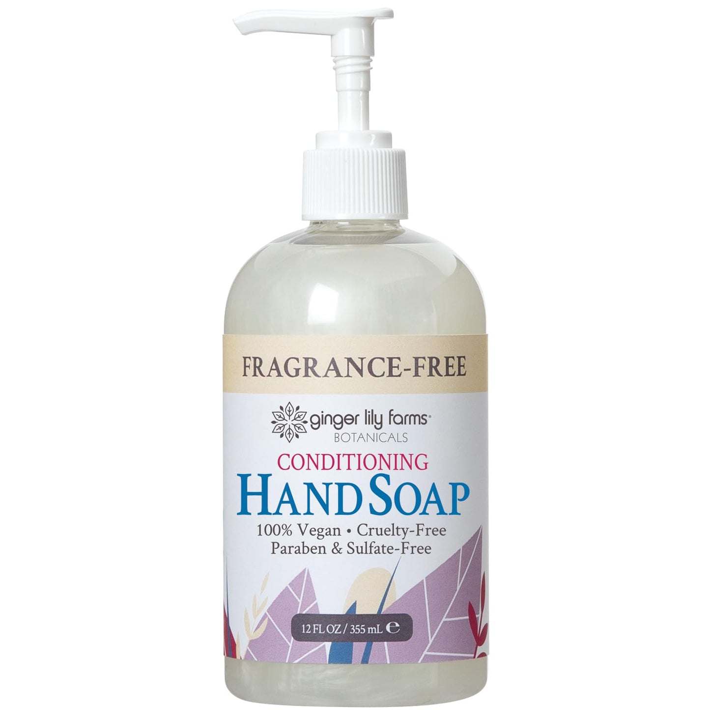 Ginger Lily Farms Botanicals All-Purpose Liquid Hand Soap – Fragrance-Free, 100% Vegan & Cruelty-Free, 12 fl oz (Pack of 6)