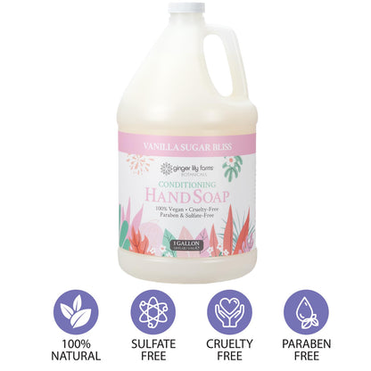 Ginger Lily Farms Botanicals Conditioning Hand Soap Refill – Vanilla Sugar Bliss, 1 Gal (128 oz), Vegan & Cruelty-Free