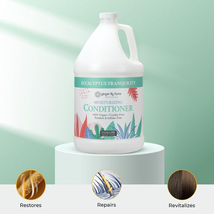 Ginger Lily Farms Botanicals Moisturizing Conditioner – Eucalyptus Tranquility, 100% Vegan & Cruelty-Free, 1 Gallon Refill