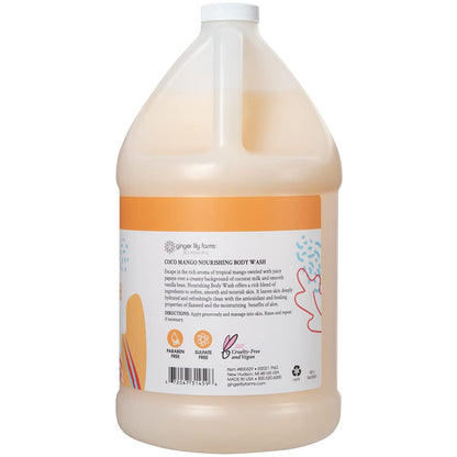 Ginger Lily Farms Botanicals Nourishing Body Wash Coco Mango – 1 Gallon Refill, Vegan & Cruelty-Free