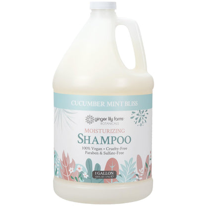 Ginger Lily Farms Botanicals Moisturizing Shampoo – All Hair Types, Vegan & Cruelty-Free, Cucumber Mint Bliss, 1 Gallon Refill