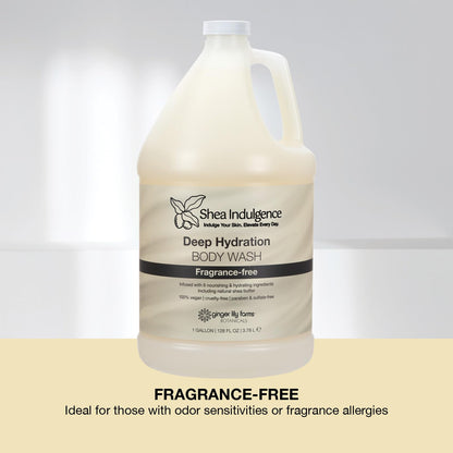 Ginger Lily Farms Botanicals Shea Indulgence Deep Hydration Body Wash – Fragrance-Free, 100% Vegan & Cruelty-Free, 1 Gallon Refill