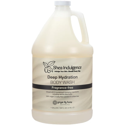 Ginger Lily Farms Botanicals Shea Indulgence Deep Hydration Body Wash – Fragrance-Free, 100% Vegan & Cruelty-Free, 1 Gallon Refill
