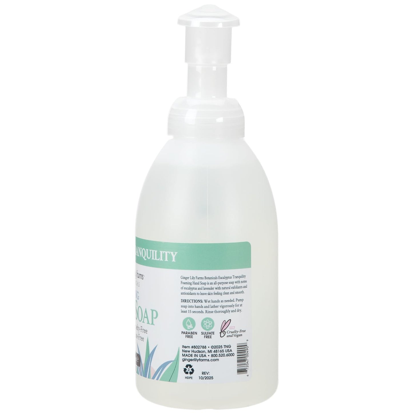 Ginger Lily Farms Botanicals All-Purpose Foaming Hand Soap Refill – Vegan, Cruelty-Free, Eucalyptus Tranquility, 20 fl oz (Pack of 8)