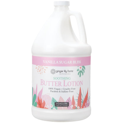 Ginger Lily Farms Botanicals Soothing Butter Lotion – 1 Gallon Refill, Vegan & Cruelty-Free, Vanilla Sugar Bliss