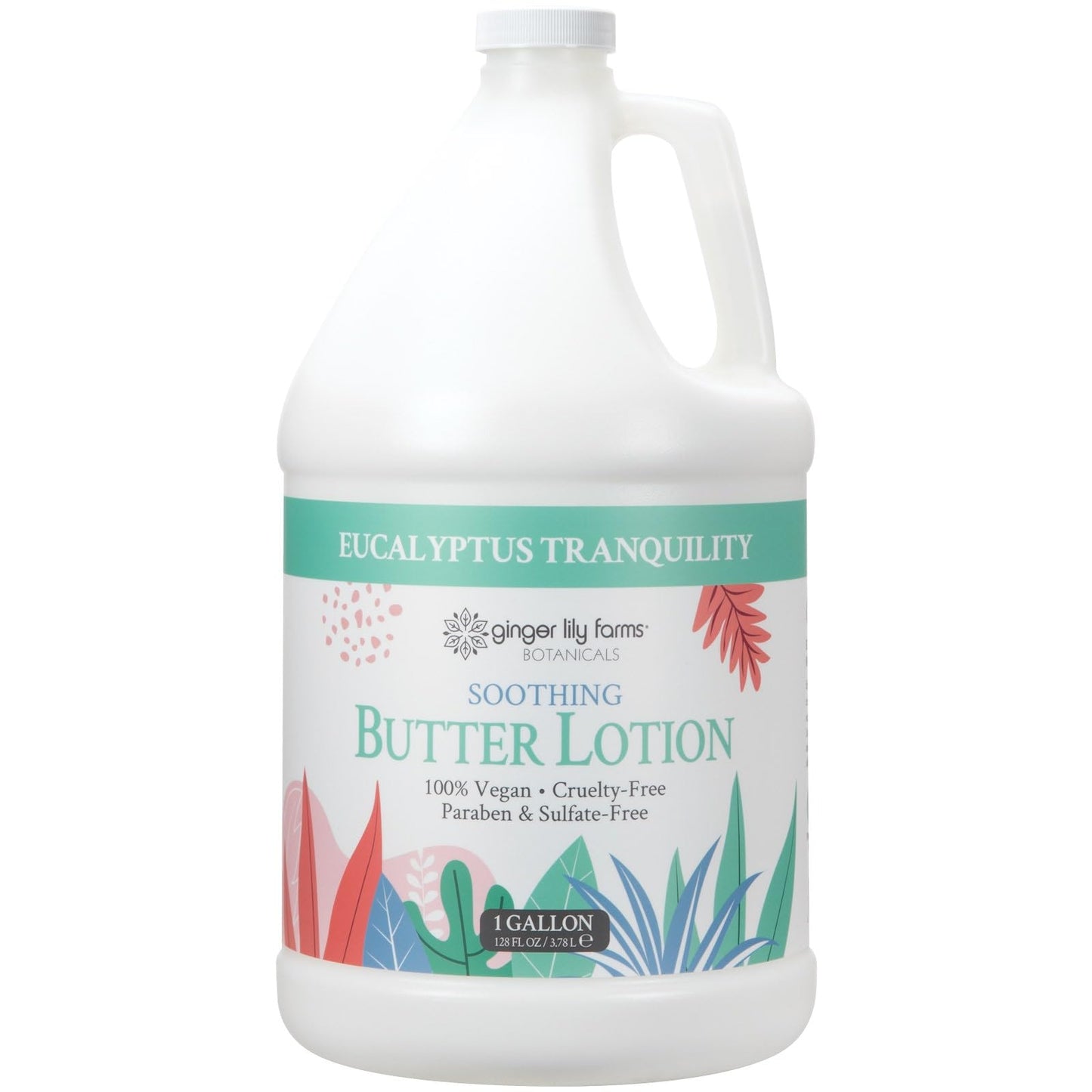 Ginger Lily Farms Botanicals Soothing Butter Lotion – Eucalyptus Tranquility, 100% Vegan & Cruelty-Free, 1 Gallon Refill