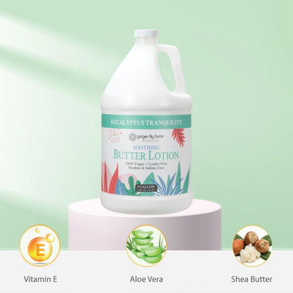 Ginger Lily Farms Botanicals Soothing Butter Lotion – Eucalyptus Tranquility, 100% Vegan & Cruelty-Free, 1 Gallon Refill