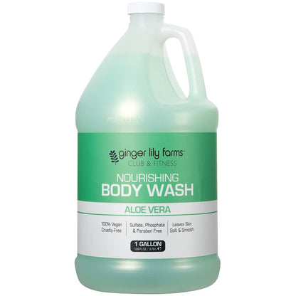 Ginger Lily Farms Club & Fitness Nourishing Body Wash – Vegan, Cruelty-Free Aloe Scent (128 Fl Oz x4)