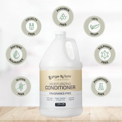 Ginger Lily Farms Club & Fitness Moisturizing Conditioner – Fragrance-Free, 1 Gallon Refill, Vegan & Cruelty-Free