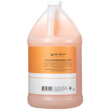 Ginger Lily Farms Club & Fitness Nourishing Body Wash – 100% Vegan, Cruelty-Free, Citrus Scent, 1 Gallon Refill (Pack of 4)