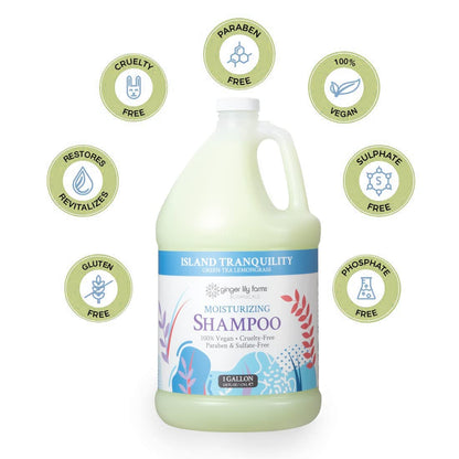 Ginger Lily Farms Botanicals Island Tranquility Moisturizing Shampoo – All Hair Types, 1 Gallon Refill (Pack of 4)