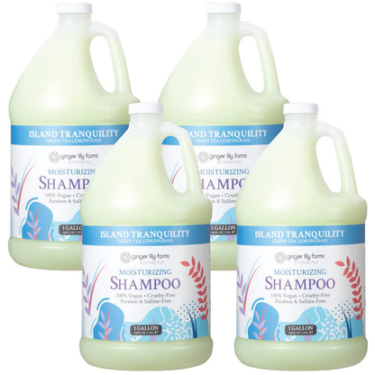 Ginger Lily Farms Botanicals Island Tranquility Moisturizing Shampoo – All Hair Types, 1 Gallon Refill (Pack of 4)