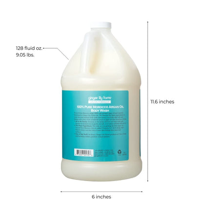 Ginger Lily Farms Salon Formula Argan Oil Body Wash – 1 Gallon Refill (Pack of 4) | 100% Pure Morocco Argan, Vegan & Cruelty-Free