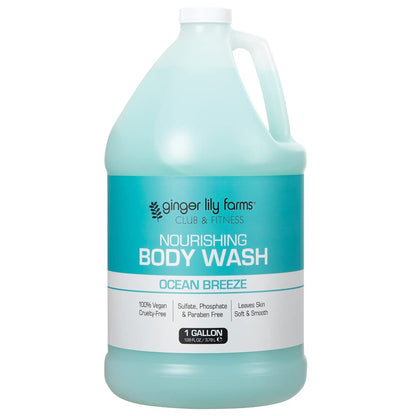 Ginger Lily Farms Club & Fitness Nourishing Body Wash – Ocean Breeze, 1 Gallon Refill (Pack of 4)