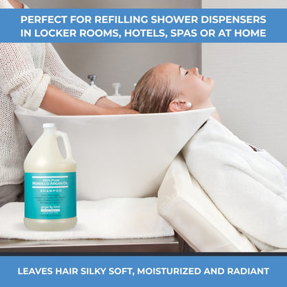 Ginger Lily Farms Salon Formula Argan Oil Shampoo – 100% Pure Morocco Argan Oil, All Hair Types, 1 Gallon Refill