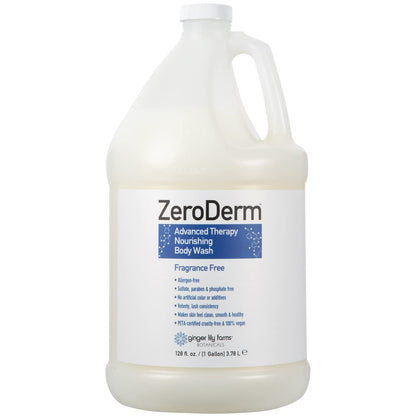 Ginger Lily Farms Botanicals ZeroDerm Advanced Therapy Nourishing Body Wash – 1 Gallon Refill (Pack of 4) | Fragrance-Free, Vegan & Cruelty-Free