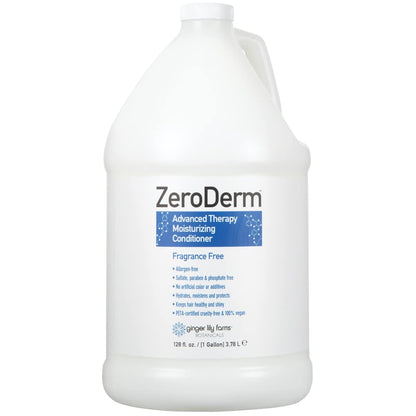 Ginger Lily Farms ZeroDerm Advanced Therapy Moisturizing Conditioner – Fragrance-Free, All Hair Types, 1 Gallon Refill (Pack of 4)