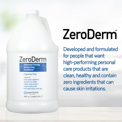 Ginger Lily Farms ZeroDerm Advanced Therapy Moisturizing Conditioner – Fragrance-Free, All Hair Types, 1 Gallon Refill (Pack of 4)