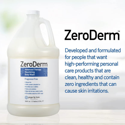 Ginger Lily Farms Botanicals ZeroDerm Advanced Therapy Nourishing Body Wash – 1 Gallon Refill (Pack of 4) | Fragrance-Free, Vegan & Cruelty-Free