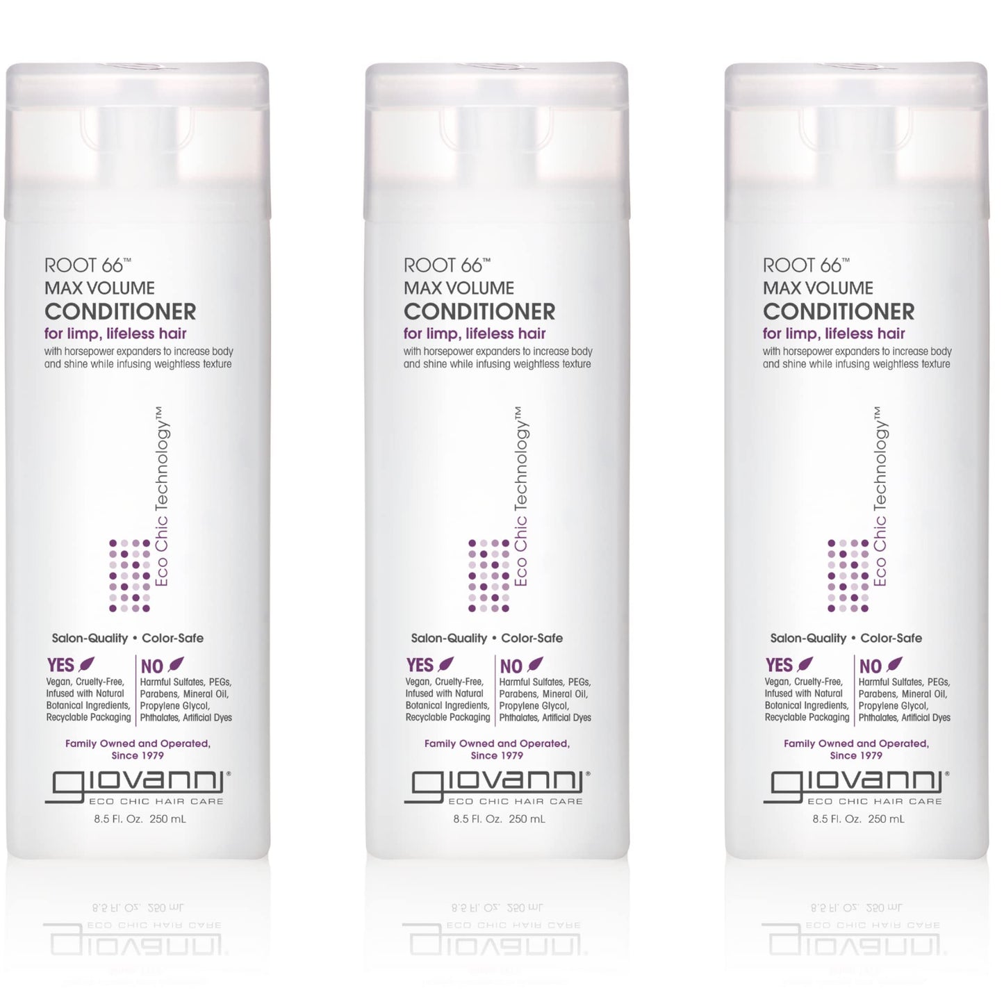 GIOVANNI 2chic Root 66 Max Volume Conditioner – Volumizing for Fine Hair, 8.5 oz, 3-Pack