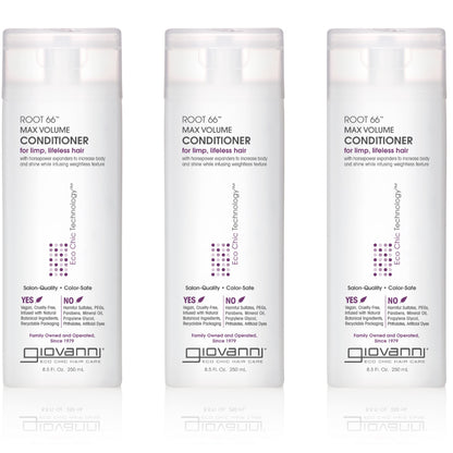 GIOVANNI 2chic Root 66 Max Volume Conditioner – Volumizing for Fine Hair, 8.5 oz, 3-Pack