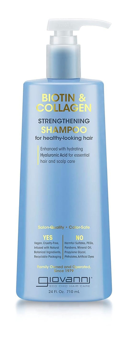 GIOVANNI Biotin & Collagen Shampoo - Strengthening, Vegan, Cruelty-Free, Color-Safe, 24 Oz
