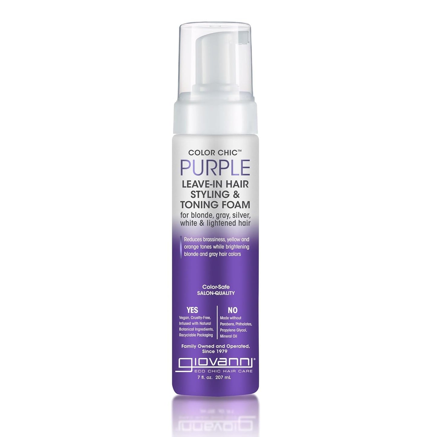 GIOVANNI Color Chic Purple Leave-In Foam – Toning & Volume for Blonde, Gray & Fine Hair | 7 fl oz